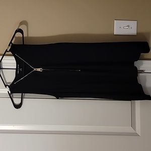 Black women's sleevless top with silver 3/4 zip dressy blouse